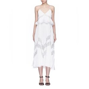 Self-Portrait Amelia Pleated Lace Midi Dress Size 0